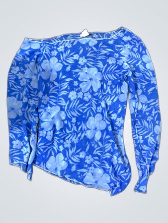 Blue Floral Long-Sleeve Top