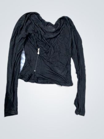 Black Long Sleeve Wrap Blouse