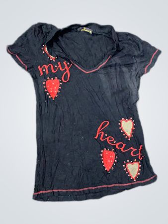 Black Printed V-Neck T-Shirt