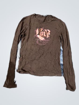 Brown Long Sleeve Graphic T-Shirt