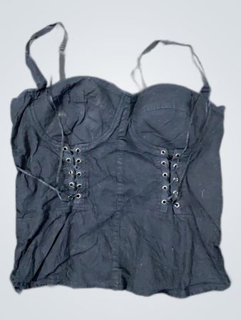GUESS Black Lace-Up Bustier Top
