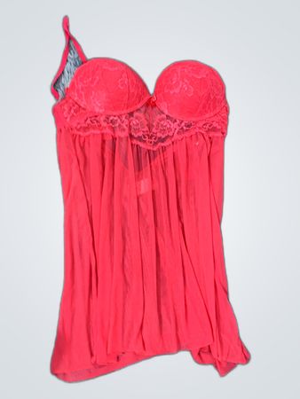 Red Lace Trim Camisole Babydoll