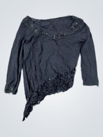Zara Black Beaded Fringe Blouse