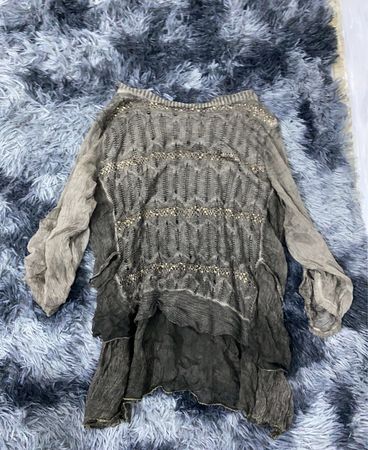 Grey Embellished Knit Sweater