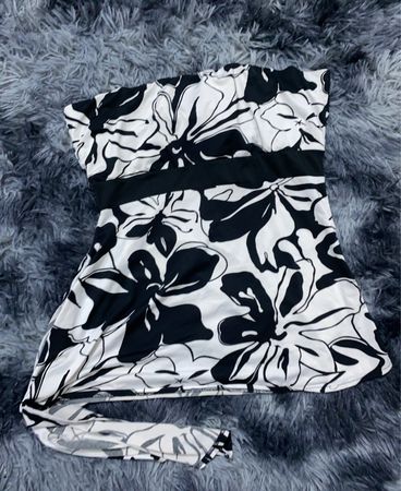 Unbranded Black and White Floral Printed Strapless Blouse