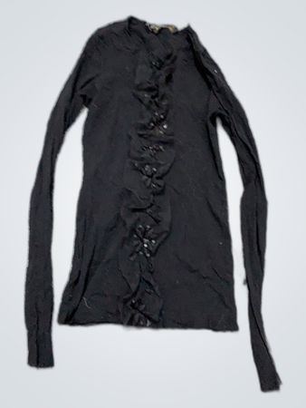 Black Ruffle Long Sleeve Blouse