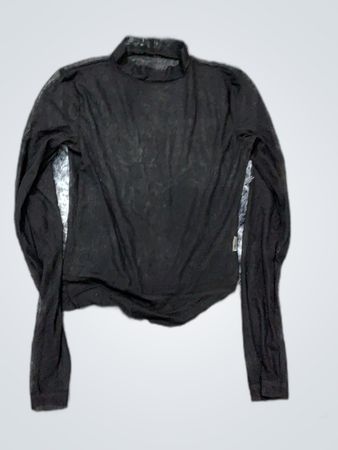 Black Sheer Long-Sleeve Blouse
