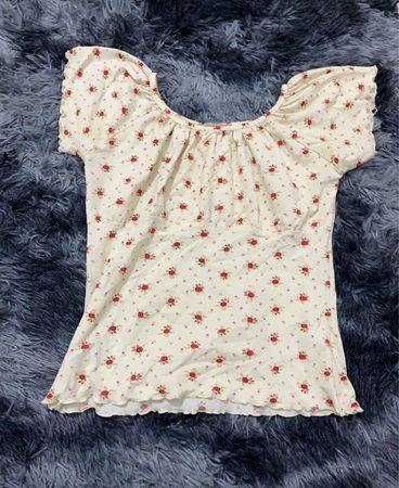 White Floral Peasant Blouse