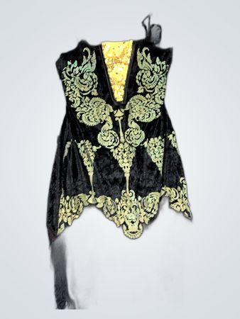 Unbranded Black Velvet Embroidered Fringe Top