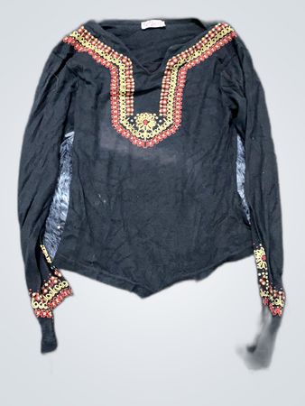 Black Embellished Long Sleeve Top