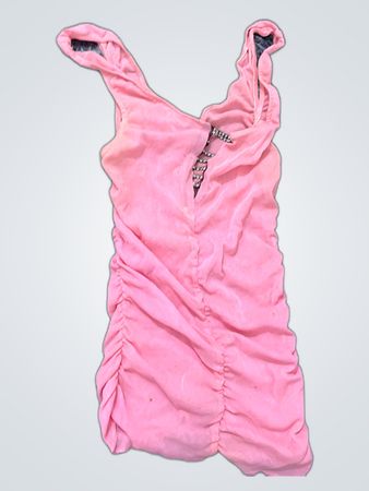 Pink Ruched Mini Dress