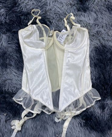 H&M White Satin Bustier Corset