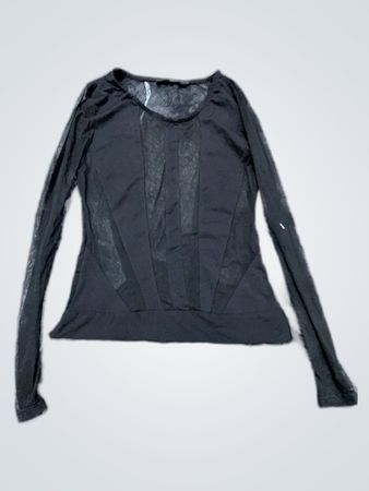 Black Sheer Long-Sleeve Mesh Top