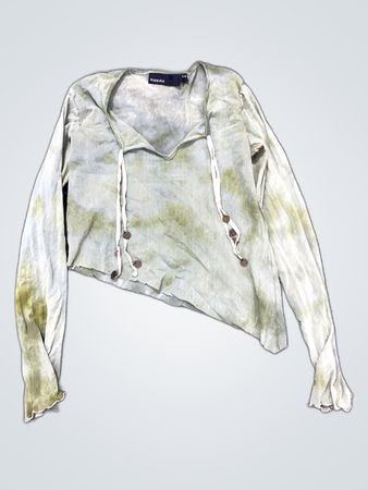 Unbranded Green Tie-Dye Cropped Blouse