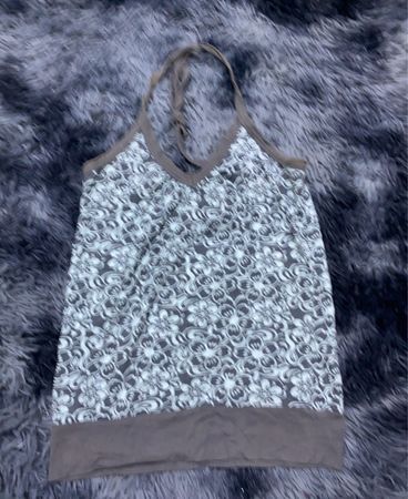 Gray and White Floral Halter Top
