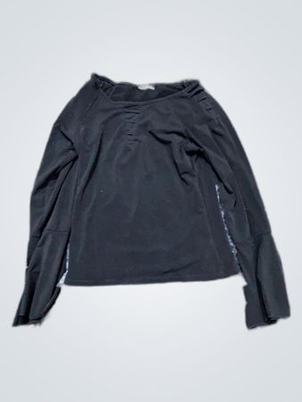 Black Long-Sleeve Boat Neck Top