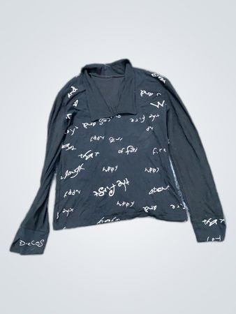 Guess Printed Long Sleeve Black T-Shirt
