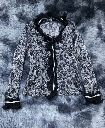Unbranded Black Ruffle Lace Blouse