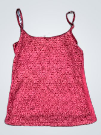 Red Lace Trim Camisole Top
