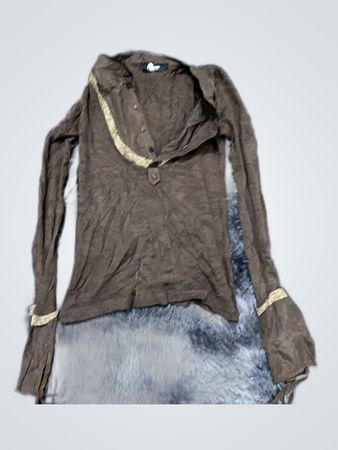 Unbranded Brown Fringed Knit Cardigan