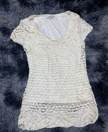 White Crochet Knit Top
