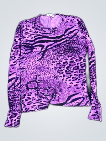 Purple Animal Print Long Sleeve Shirt