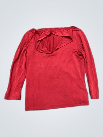 Red Long Sleeve Draped Top