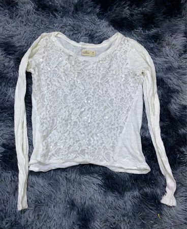 H&M White Lace Sheer Blouse