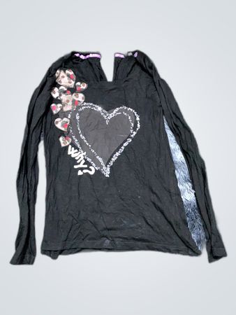 Black Long Sleeve Shirt with Graphic Designs