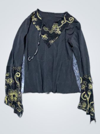 Unbranded Black Embroidered Long Sleeve Blouse