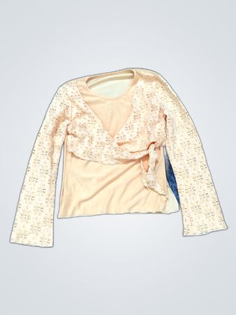 Cream Lace Sleeve Wrap Blouse