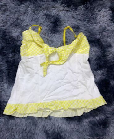 White and Yellow Gingham Top