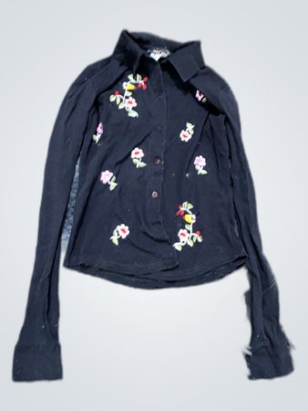 Black Floral Long-Sleeve Shirt