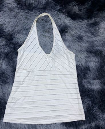 White Striped Halter Top