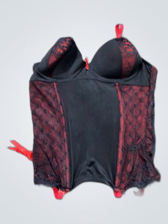 Black and Red Lace Bustier Corset