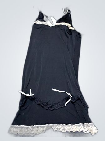 Black Lace Trim Slip Dress