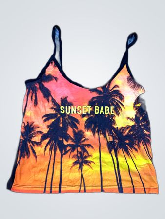 SUNSET BABE Tropical Print Tank Top