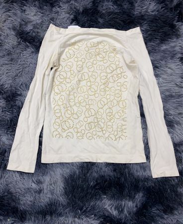 Off-Shoulder Printed Long Sleeve Blouse