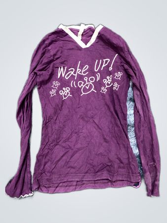 Purple Long Sleeve Shirt with 'Wake Up!' Graphic