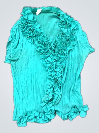 Teal Ruffle Blouse