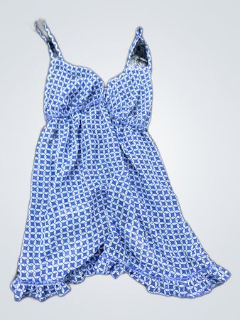 Blue Geometric Print Slip Dress