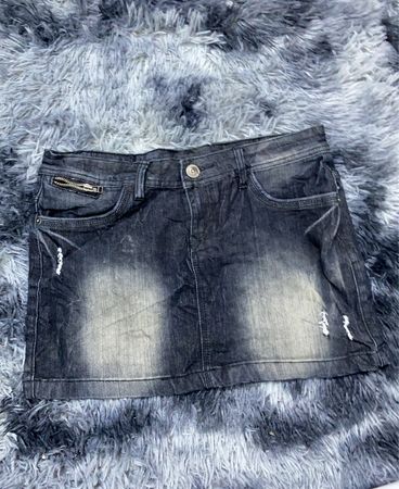 Diesel Distressed Denim Mini Skirt
