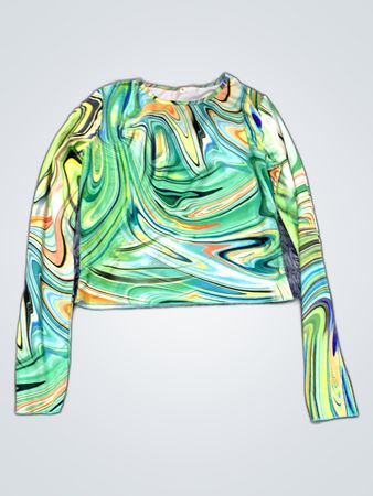 Abstract Print Long Sleeve Top