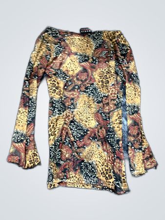 Red Printed Long Sleeve Blouse