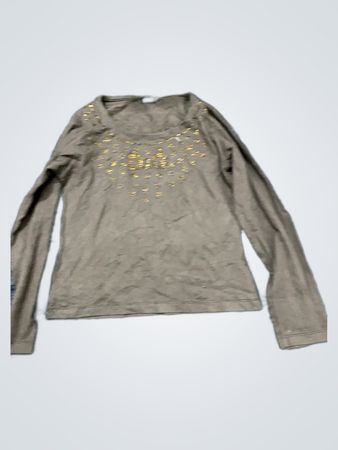 Brown Long-Sleeve Embellished Top