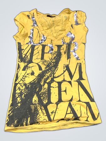 Yellow Graphic Sleeveless Top