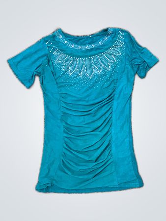Teal Embellished T-Shirt