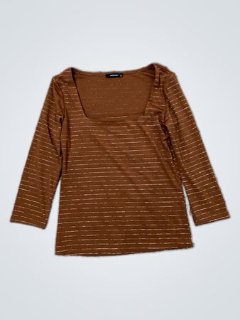 Reserved Brown Striped Long Sleeve Blouse