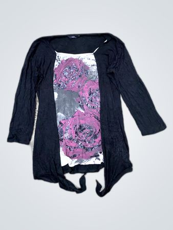 M&Co Black Floral Cardigan