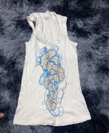 DEL MON White Floral Tank Top